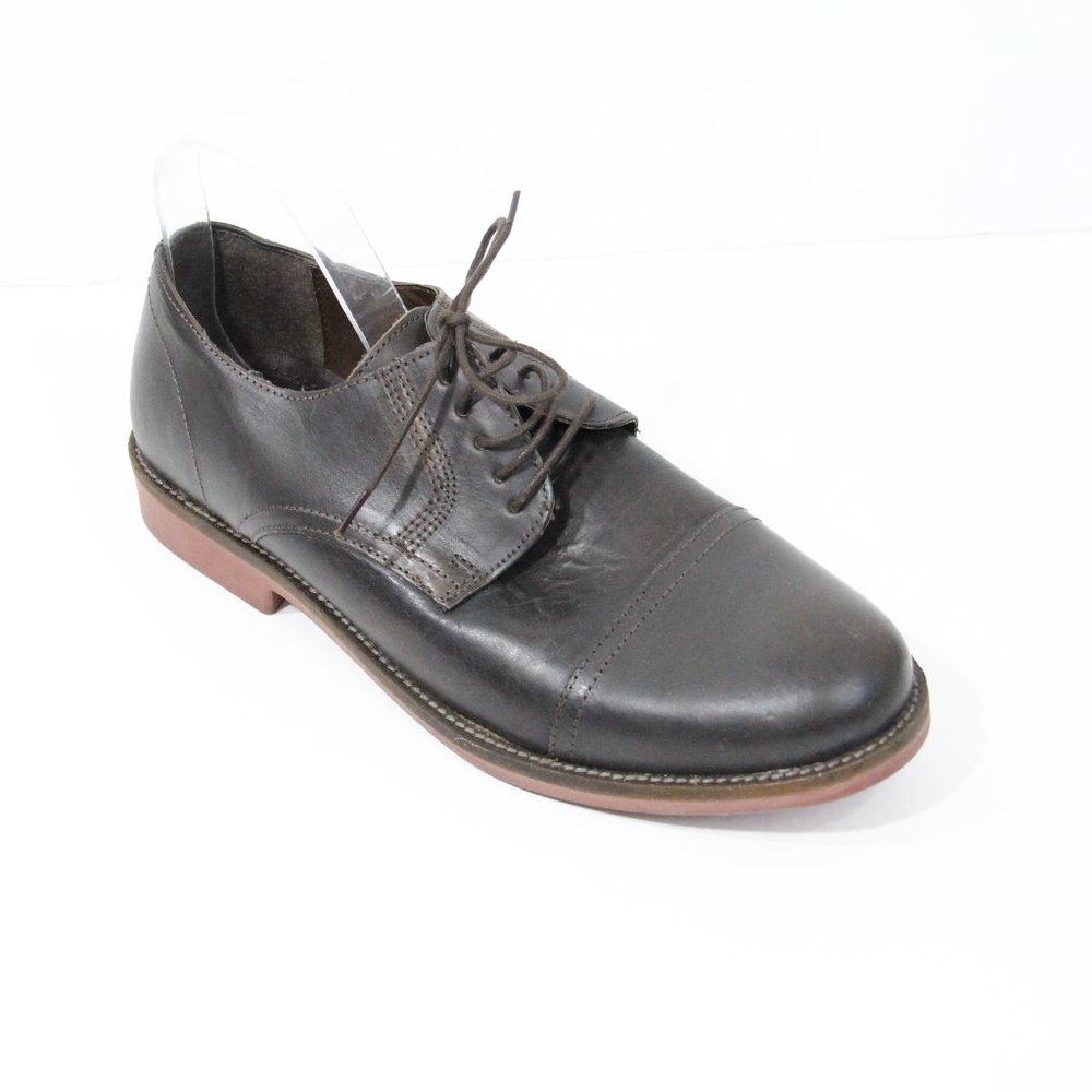 Mens Brown Dress Shoes sz 11 Leather Oxford Cap Toe Lace Up Studio Ink
